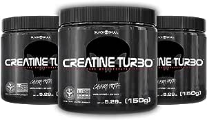 Kit 3X Creatine Turbo Suplemento Alimentar Black Skull 150g Caveira Preta Creatina Monohidratada Sem Sabor